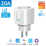 WiFi 20A Socket With Power Monitoring Tuya Smart EU Plug Timer Child Lock Outlet Google Home Alice SmartThings Alexa