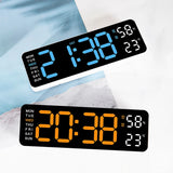 Large Digital Wall Clock Temperature and Humidity Week Display Brightness Adjustable Electronic LED Table Alarm Clock 12/24H