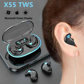 X55 Mini Invisible Sleep Wireless Bluetooth 5.0 Earbuds IPX5 Waterproof Noise Cancelling Touch Control Headphones