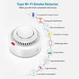 360° Comprehensive Detection, Tuya Smart WiFi Smoke Detector, Remote Monitoring Of Home Safety, Compatible With Alexa And Google