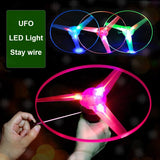 1PC LED Luminous Flying Disc Launcher Portable Handheld Pull String Flying Saucer Outdoor Sports Games for Kids Birthday Gifts