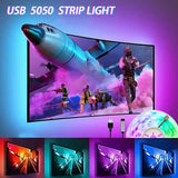 Bluetooth USB 5V RGB LED Strip Light 5050 Controller 5M Flexible Diode Lamp Tape Lights TV Background Lighting Desk Room Decor