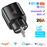 WiFi 20A Socket With Power Monitoring Tuya Smart EU Plug Timer Child Lock Outlet Google Home Alice SmartThings Alexa